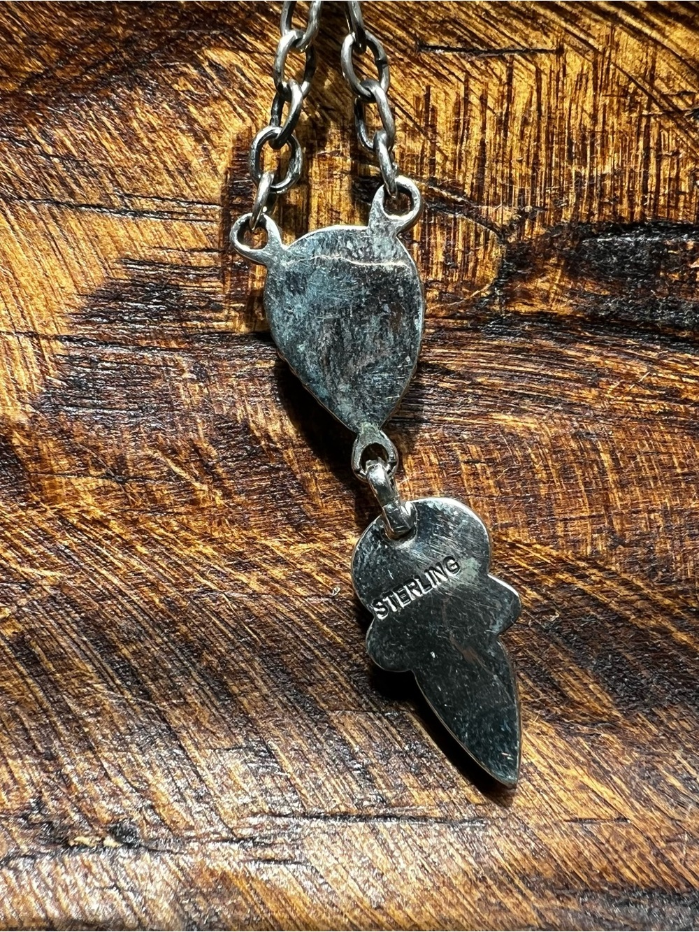 Kingman Turquoise Drop Necklace Sterling Silver 3 Stone Pendant | Southwestern - Picture 5 of 14